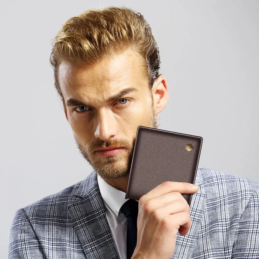 LAORENTOU Men's Genuine Leather Bifold Wallet with Zipper Coin Pocket & ID Window | Brown, 11cm x 9.5cm x 1cm (4.33" x 3.74" x 0.39") - view 6