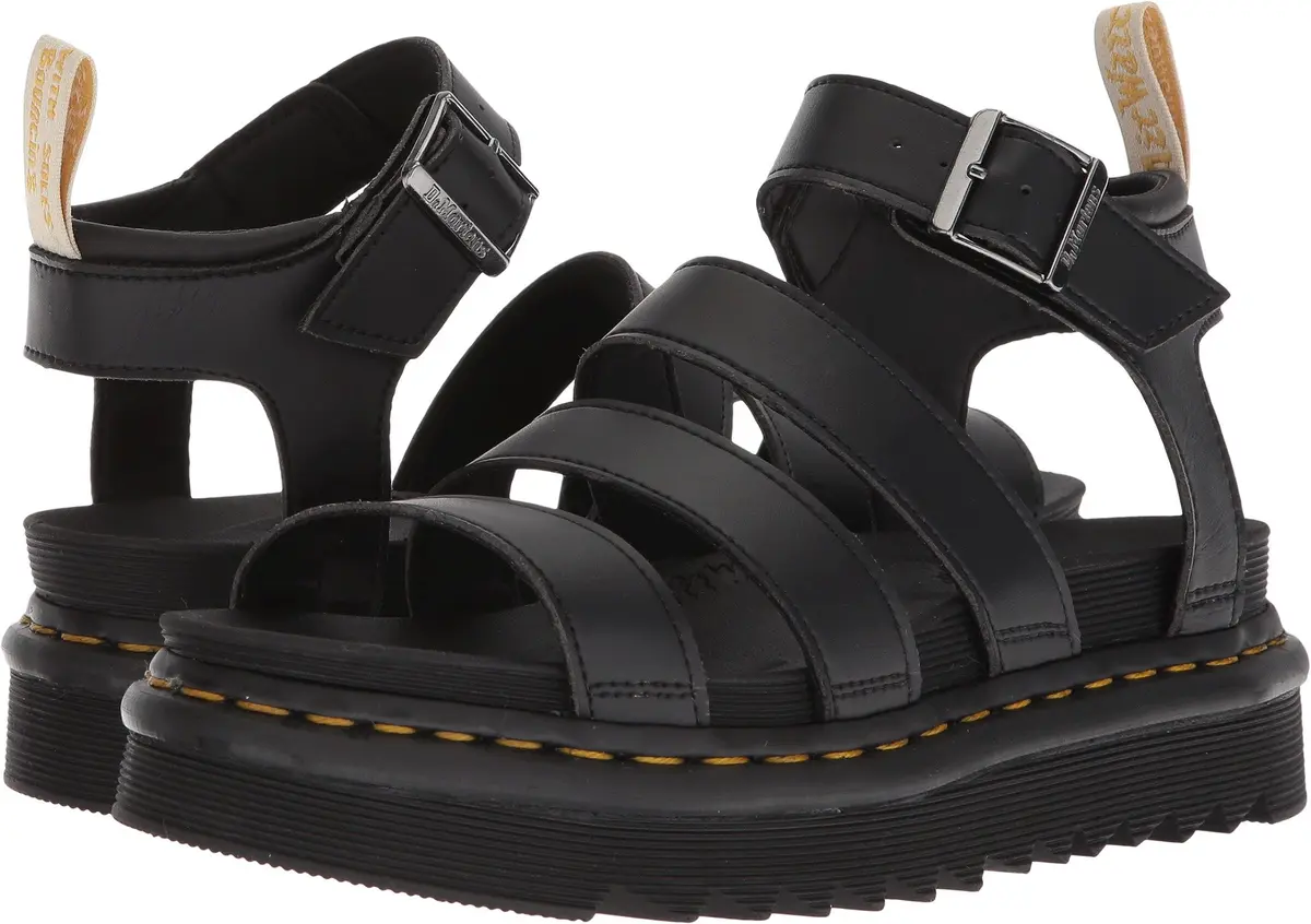 Dr. Martens Vegan Blaire Black Felix Rub Off/Black Soft Pu UK 9 (US Women's 11) M | Vegan Platform Wedge Sandal - main product image