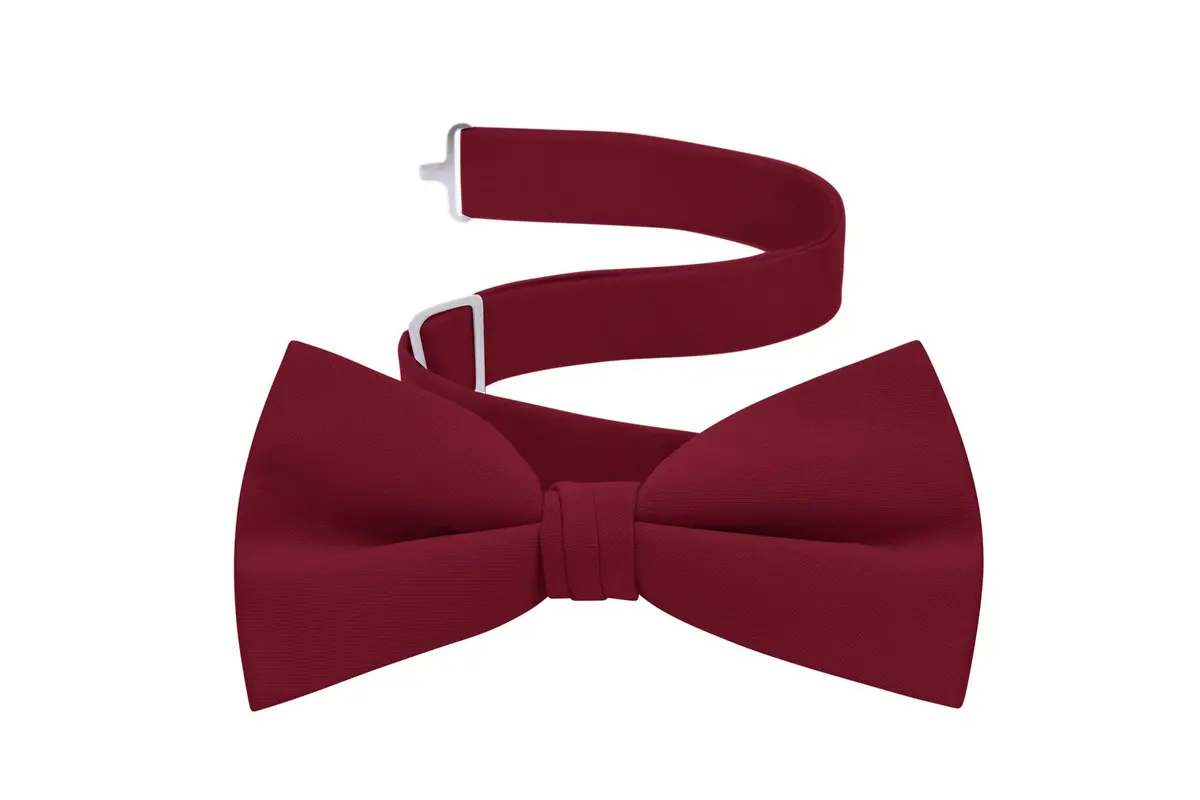 S.H. Churchill & Co. Men's Satin Pre-Tied Formal Bow Tie for Classic Tuxedo - Burgundy | Adjustable up to 21" - main product image