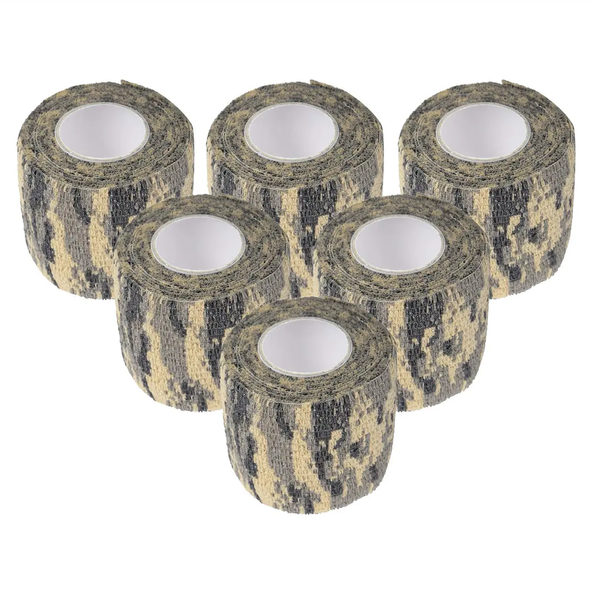 EAmber Camo Wrap Tape 5cm x 4.5m (6 Rolls, ACU Camo) | Self-Adhesive, Reusable Concealment Gear - main product image