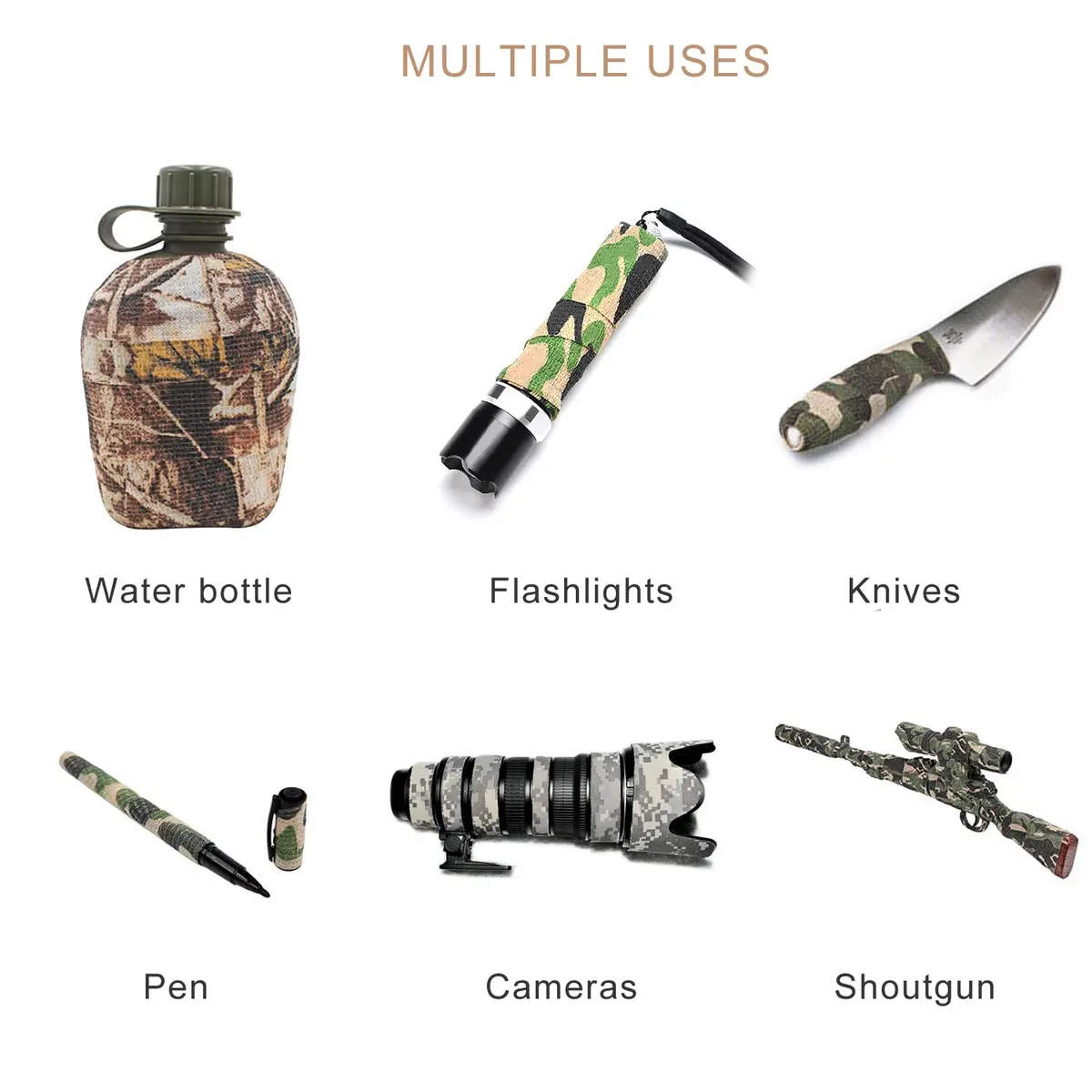 EAmber Camo Wrap Tape 5cm x 4.5m (6 Rolls, ACU Camo) | Self-Adhesive, Reusable Concealment Gear - view 5