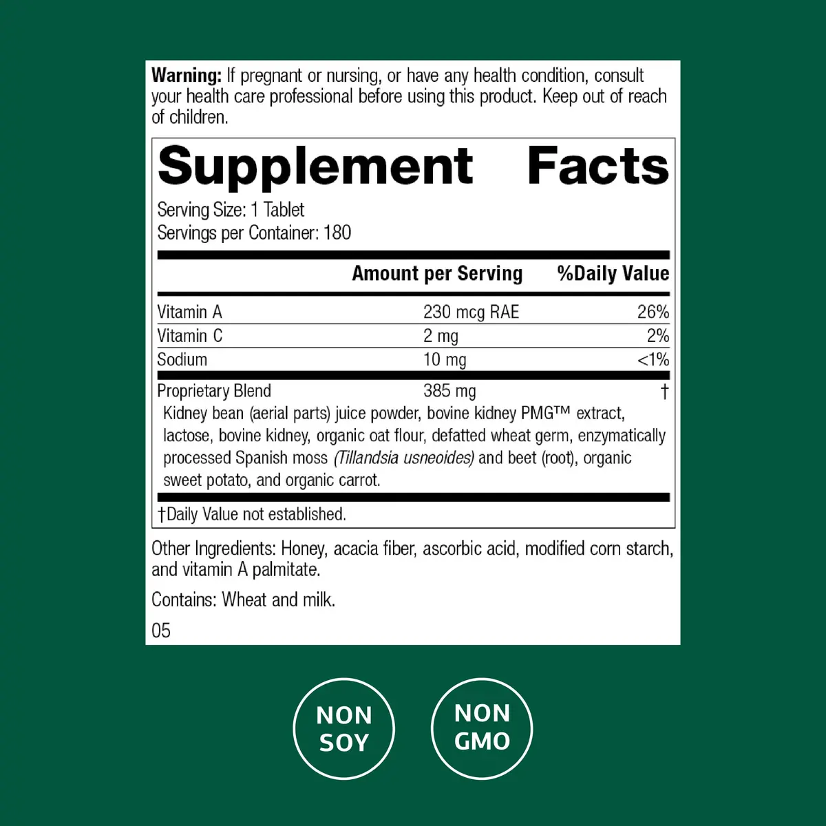 Standard Process Renafood Kidney Support Supplement 180 Tablets | Whole Food-Based Kidney Nutrition - view 2