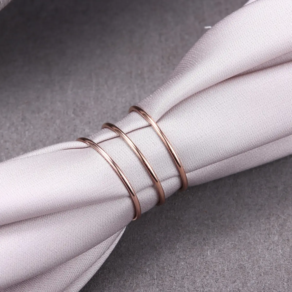 LOYALLOOK 3Pcs 1mm Thin 14K Gold Plated Stackable Rings for Women | Non Tarnish Stainless Steel, Size 3-10, Rose Gold Tone - view 8