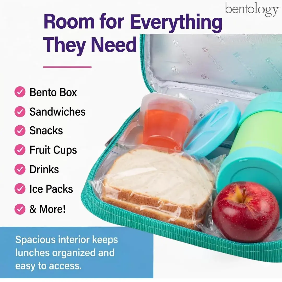 Bentology Kids Insulated Lunch Box for School with Reinforced Support Frame, 240 cu in (10 x 8 x 3 inches) - view 7
