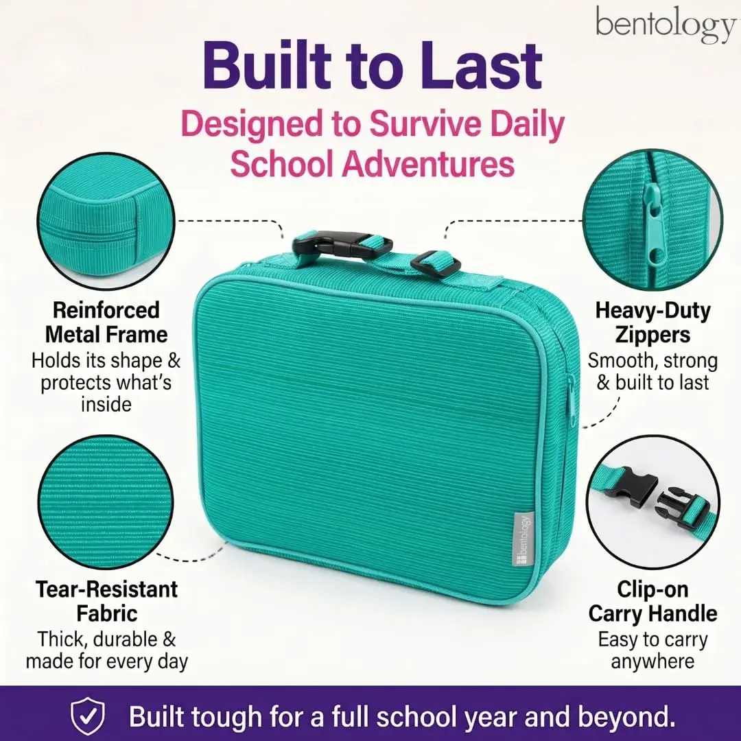 Bentology Kids Insulated Lunch Box for School with Reinforced Support Frame, 240 cu in (10 x 8 x 3 inches) - view 3