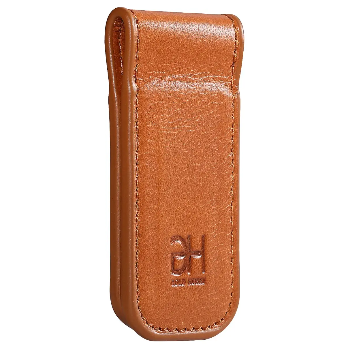 GH GOLD HORSE Slim Magnetic Money Clip Genuine Leather Business Card Holder for Men, Brown | Holds 10-15 Bills & Cards - view 2