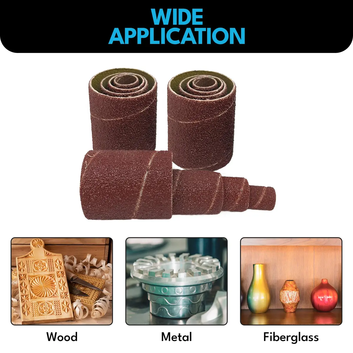 LINE10 Tools 12pk Spindle Sanding Sleeves 2in Long | Coarse 60 Grit for Curves & Contours - view 7