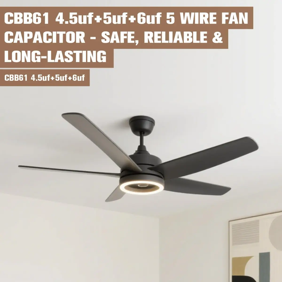 Podoy CBB61 Ceiling Fan Capacitor 4.5uF+5uF+6uF 250VAC 5-Wire 2-Pack | Restores Fan Speeds - view 7