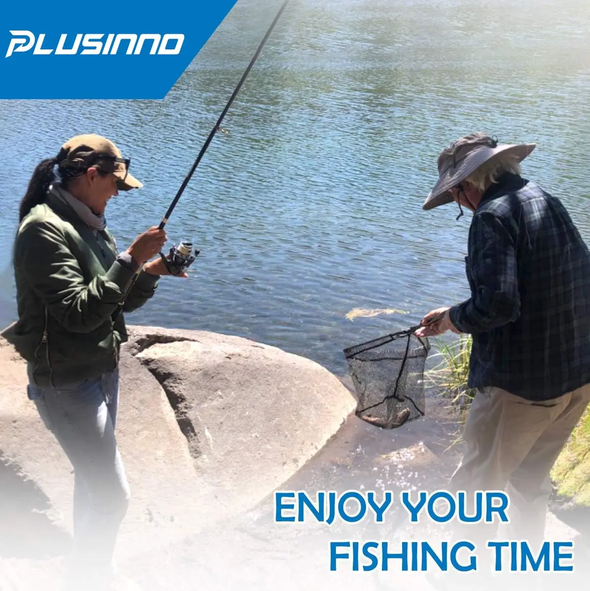 PLUSINNO 1.0m Extendable Fishing Net with 20" (52cm) Hoop, 21" (53cm) Deep Net | Foldable & Lightweight Landing Net for Bass Trout Salmon - view 9