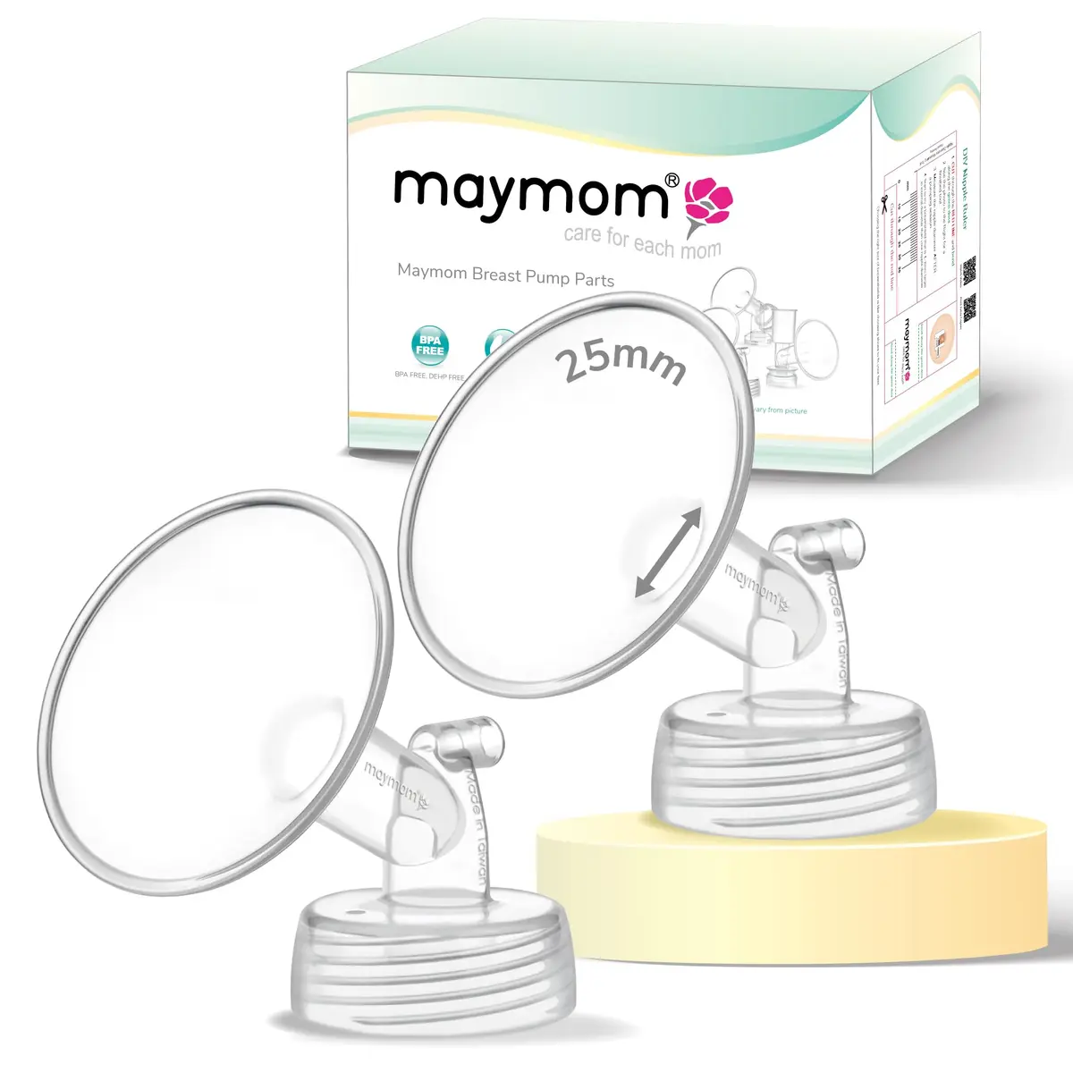 Maymom Breast Pump Parts Compatible with Spectra S1/S2 Pumps | Wide Mouth 25mm Flanges for Comfortable Pumping - main product image