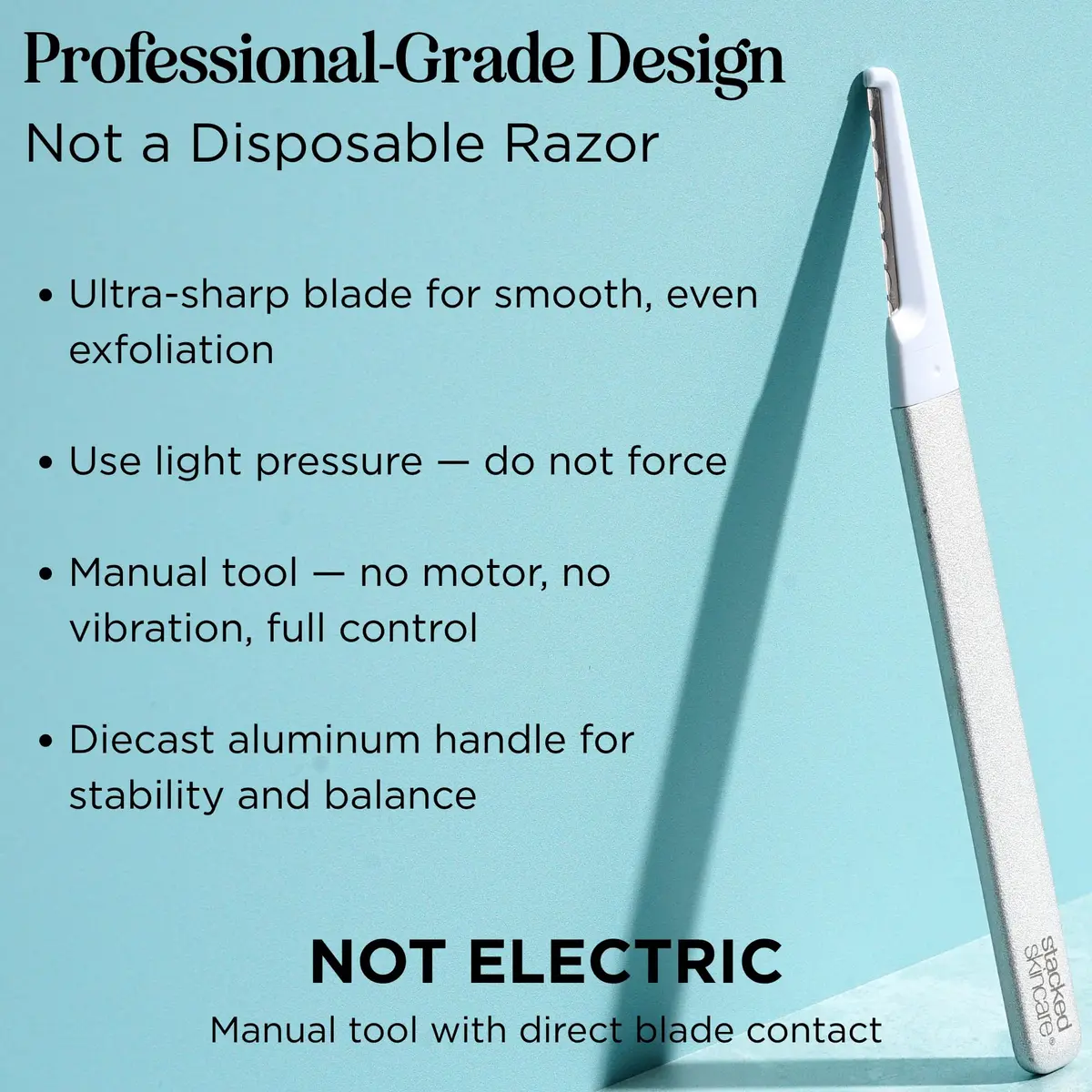 StackedSkincare Dermaplaning Tool, Reusable Facial Razor, Metal Handle | Gentle Skin Exfoliation - view 3