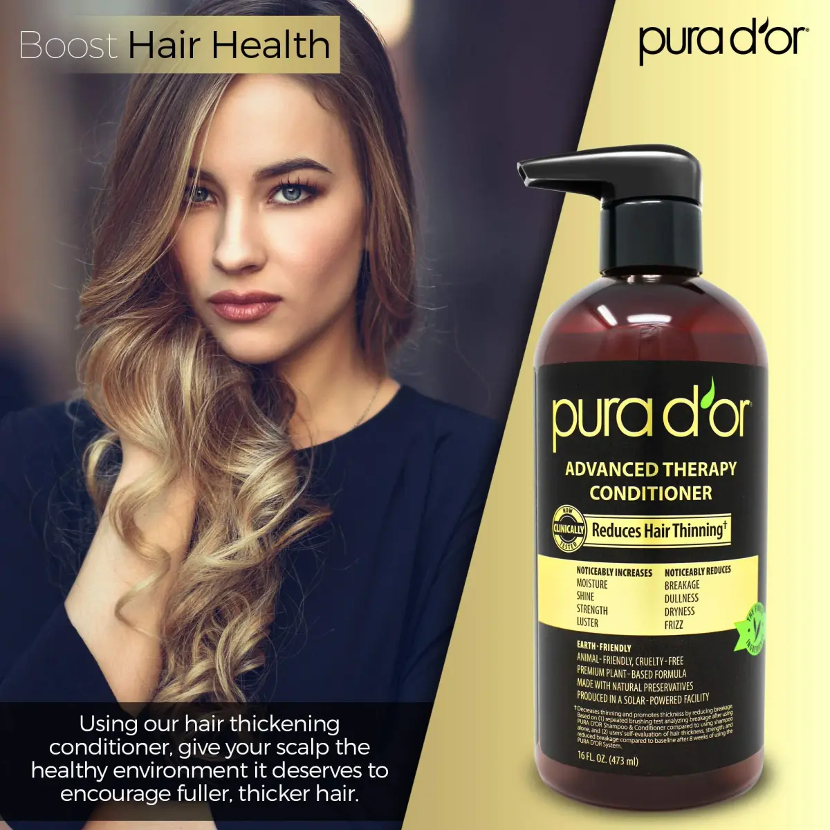PURA D'OR Advanced Therapy Conditioner 473ml (16 Fl Oz) | For Increased Moisture, Strength, Volume & Texture - view 2