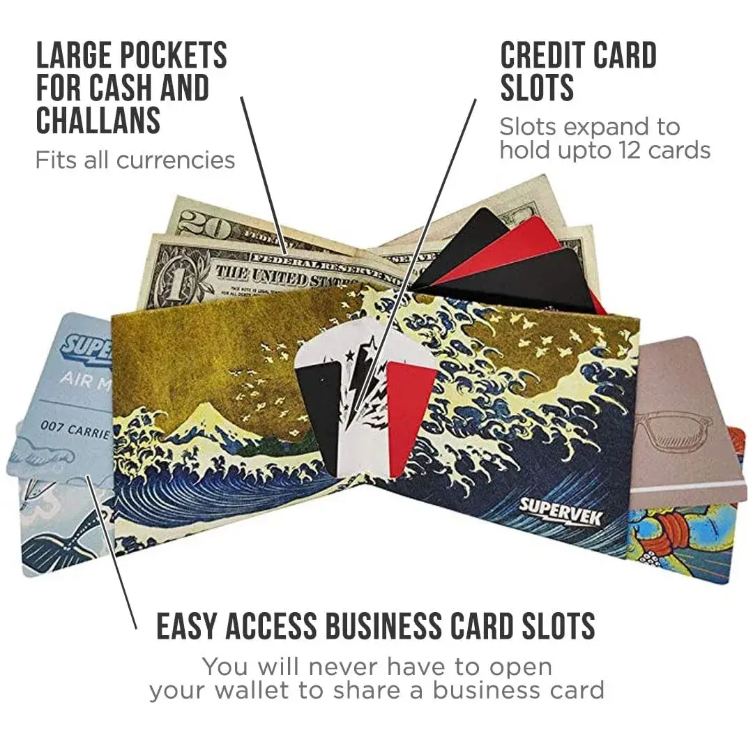 SUPERVEK The Great Wave off Kanagawa Tyvek Slim Bifold Wallet | 20g (0.7 oz) - view 2