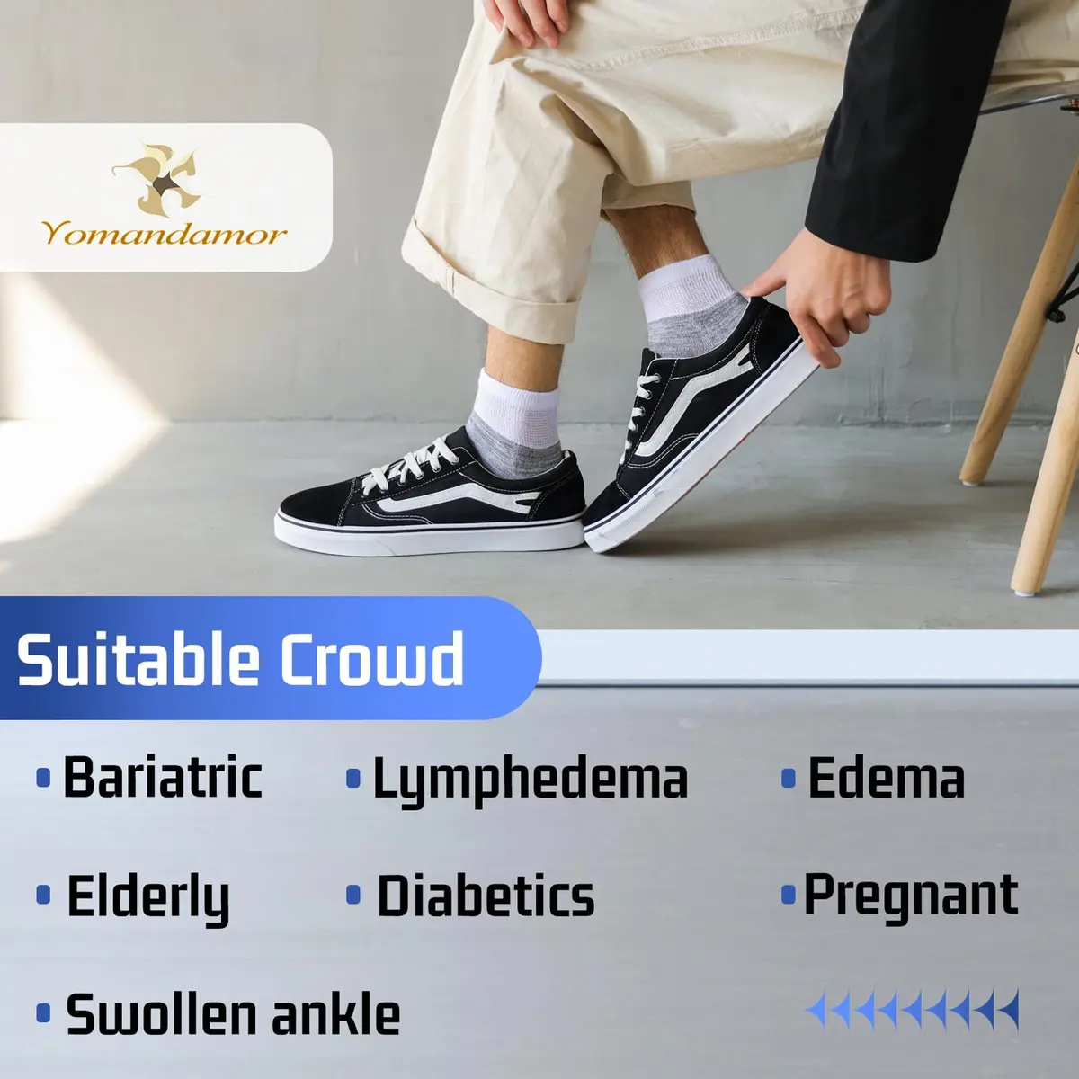 Yomandamor Men's 4 Pairs Diabetic Ankle Socks Seamless Toe Cushion Sole | Comfort & Circulation Support - view 5
