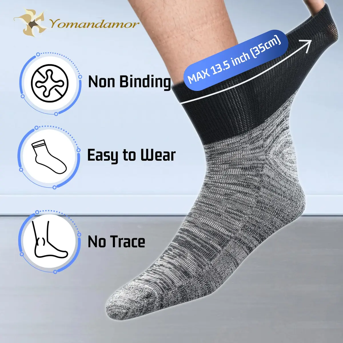 Yomandamor Men's 4 Pairs Diabetic Ankle Socks Seamless Toe Cushion Sole | Comfort & Circulation Support - view 2