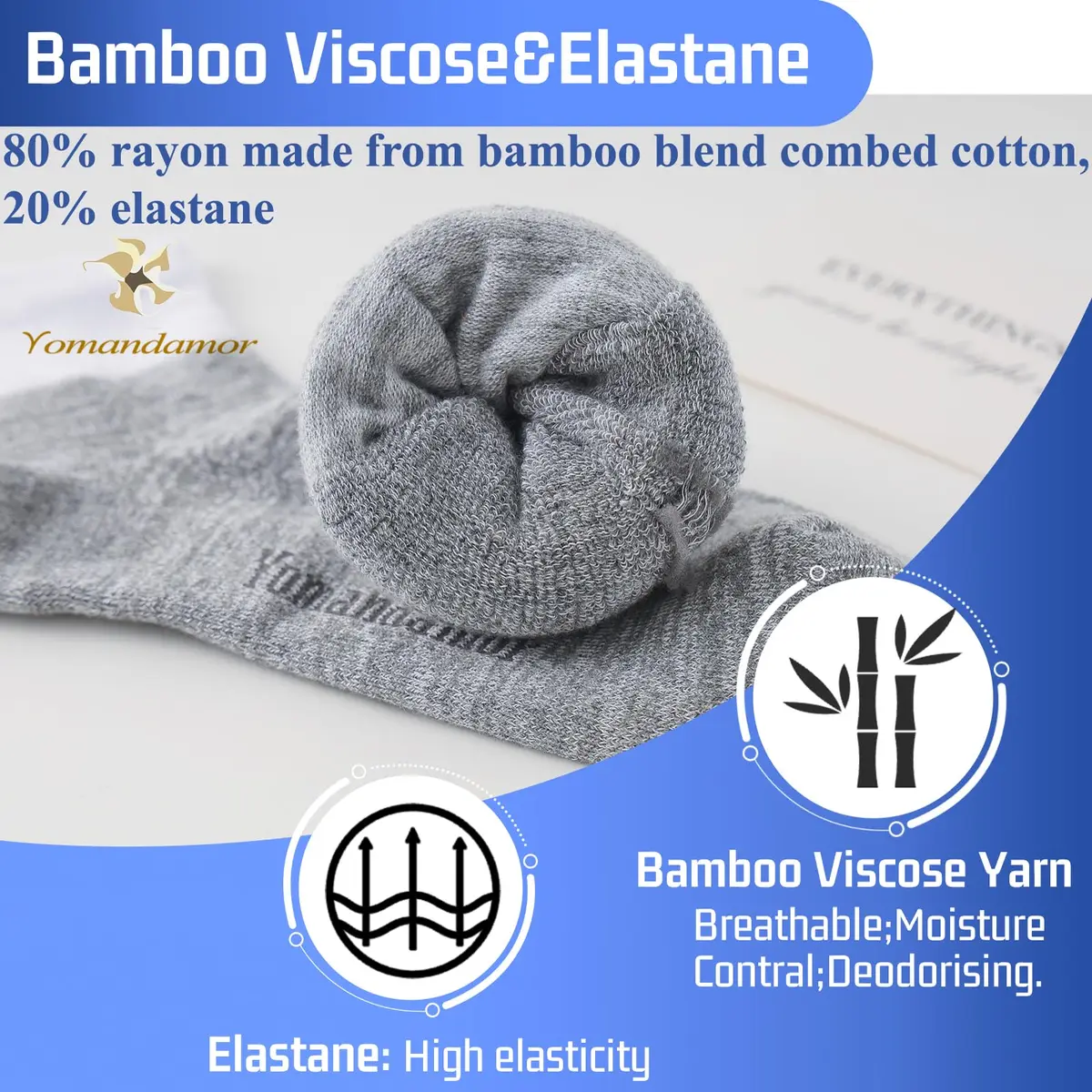 Yomandamor Men's 4 Pairs Diabetic Ankle Socks Seamless Toe Cushion Sole | Comfort & Circulation Support - view 4