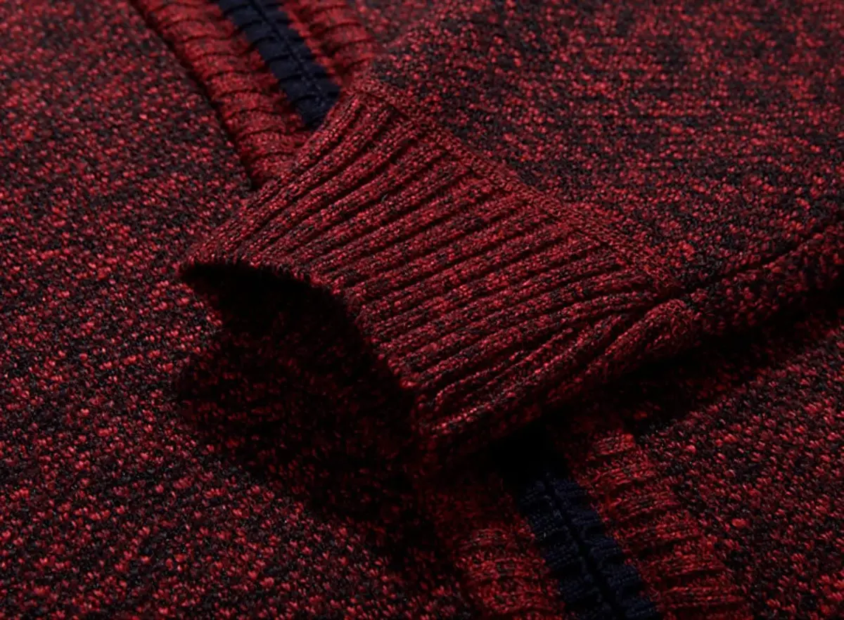 Yeokou Men's Slim Fit Zip Up Casual Knitted Cardigan Sweater with Pockets (Large, Wine Red) | Soft Cashmere Blend for Casual & Business Wear - view 5