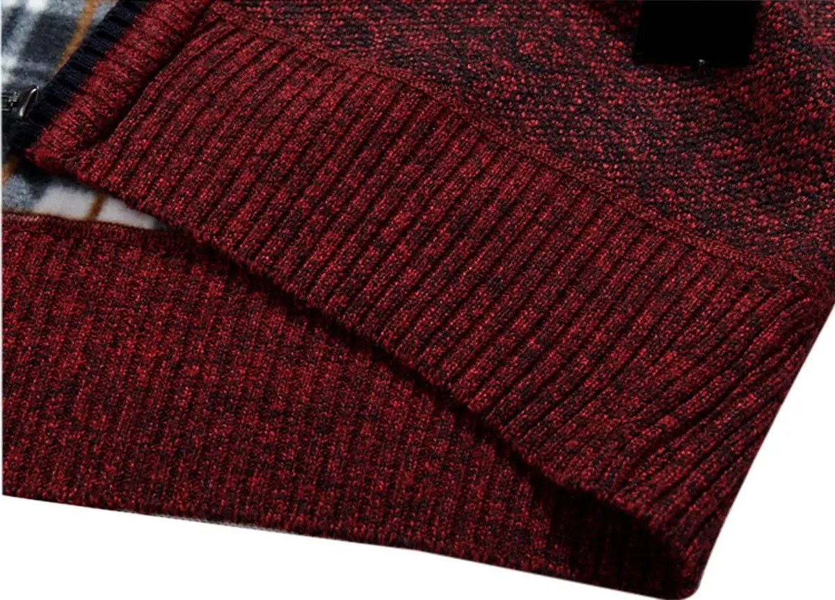 Yeokou Men's Slim Fit Zip Up Casual Knitted Cardigan Sweater with Pockets (Large, Wine Red) | Soft Cashmere Blend for Casual & Business Wear - view 7