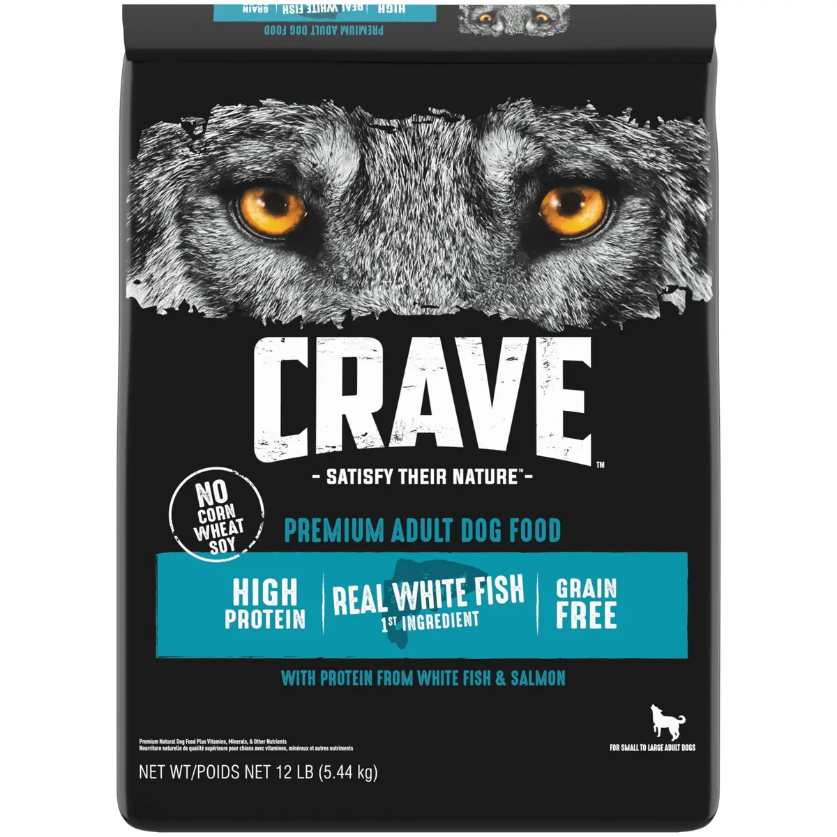 CRAVE Grain Free High Protein Adult Dry Dog Food, White Fish & Salmon, 12 lb. Bag | Protein-Rich, Grain-Free Nutrition for Dogs - main product image