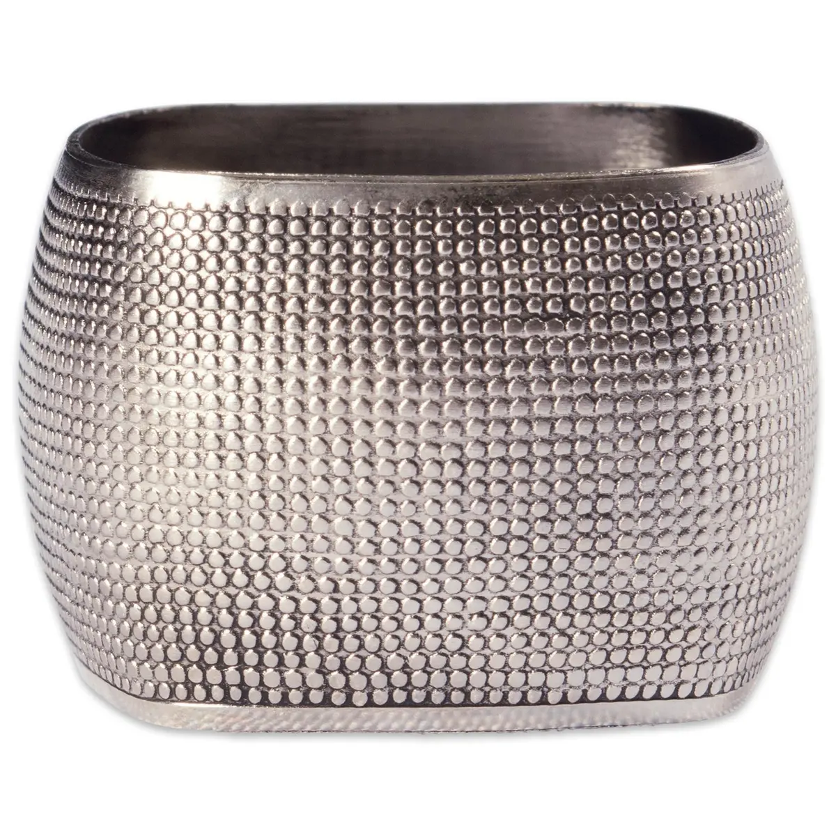DII Silver 6 Count Napkin Ring Set | Modern Square Textured Design for Elegant Table Settings - view 2