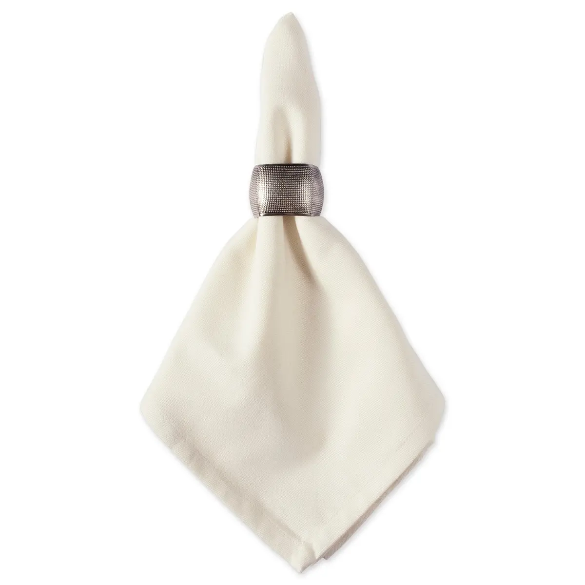 DII Silver 6 Count Napkin Ring Set | Modern Square Textured Design for Elegant Table Settings - view 4