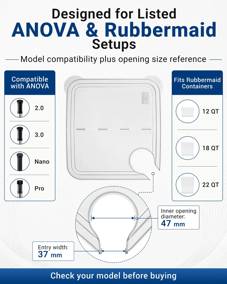 EVERIE Sous Vide Container Lid, Flip-Open, Fits Rubbermaid 12/18/22 QT | Reduce Evaporation & Heat Loss - view 5
