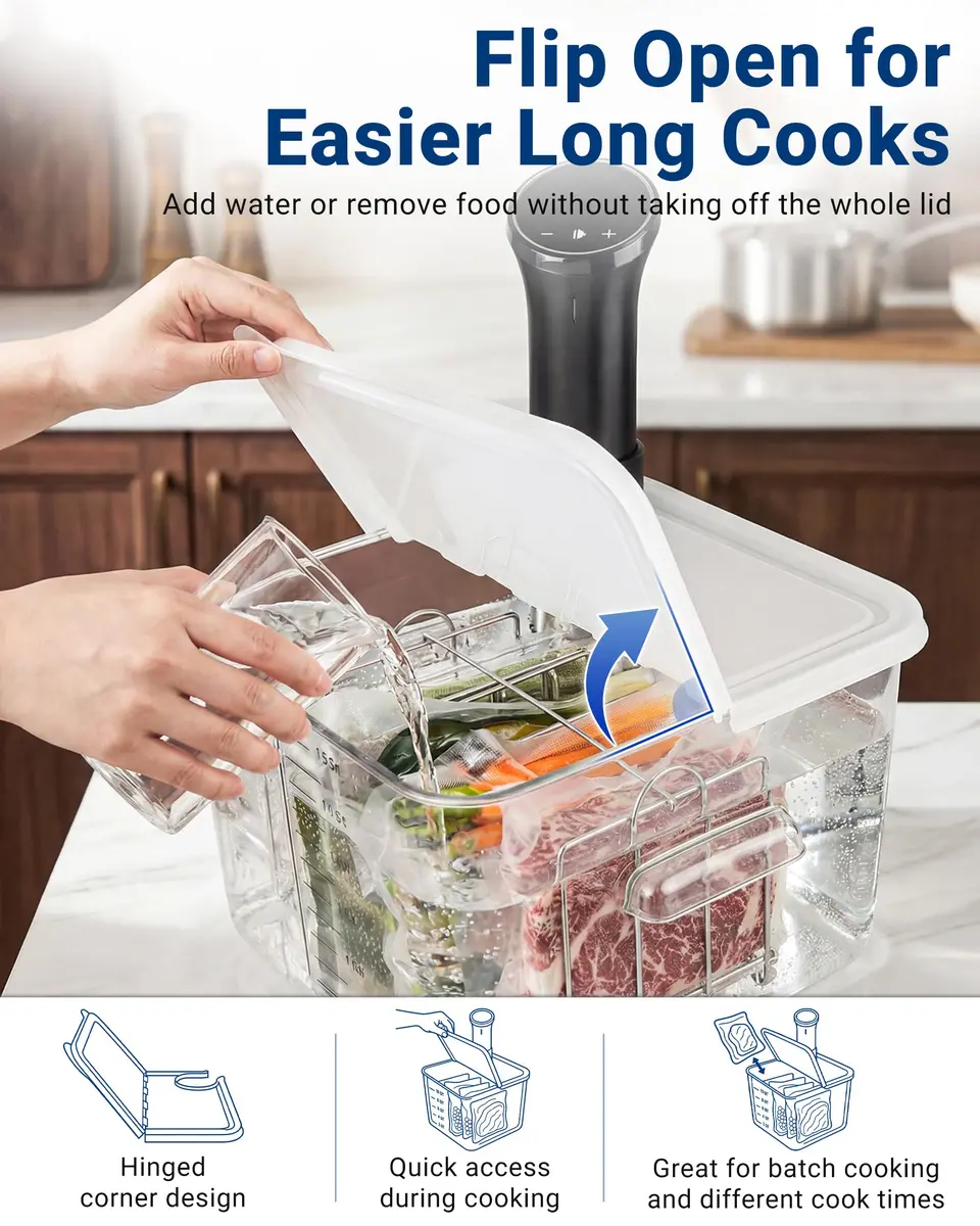EVERIE Sous Vide Container Lid, Flip-Open, Fits Rubbermaid 12/18/22 QT | Reduce Evaporation & Heat Loss - view 4