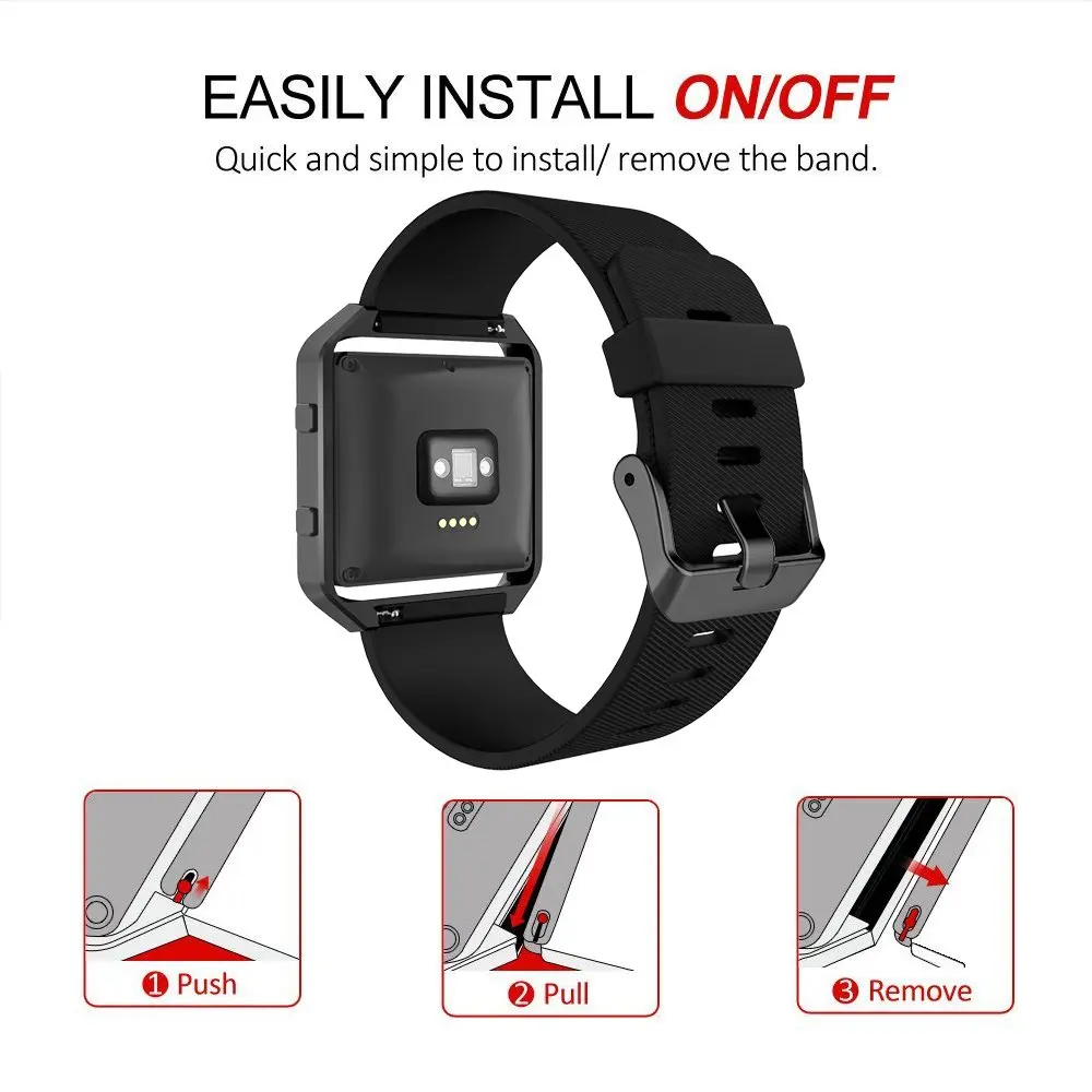 Simpeak Sport Band Compatible with Fitbit Blaze | Silicone Wrist & Metal Frame, Small, Black - view 5