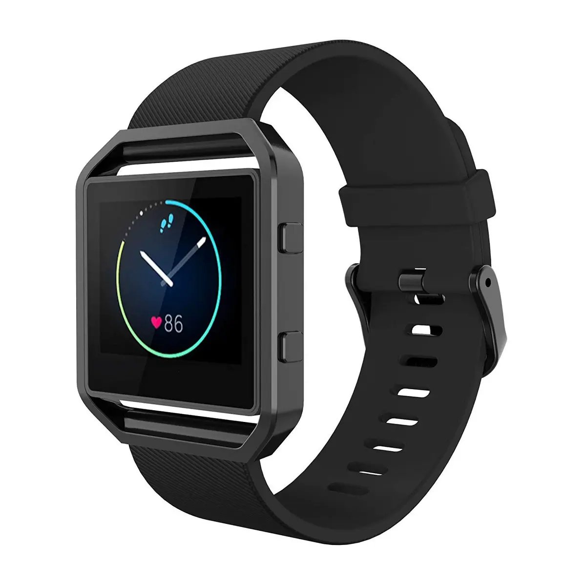 Simpeak Sport Band Compatible with Fitbit Blaze | Silicone Wrist & Metal Frame, Small, Black - view 2