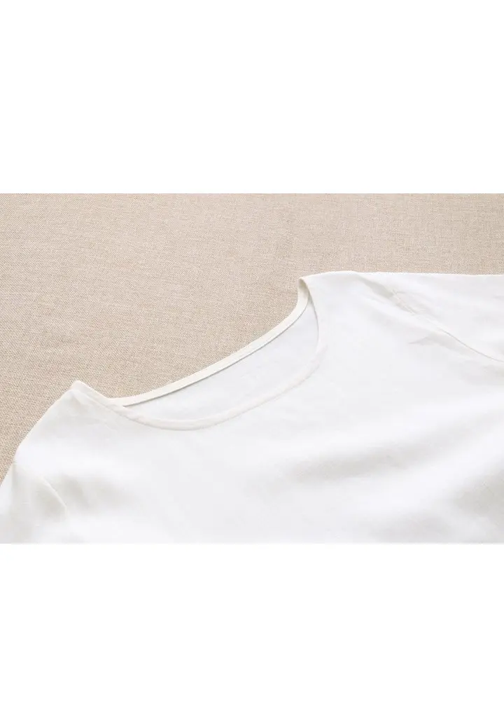 Minibee Women's Ethnic Cotton Linen Short Sleeves Tunic Dress, White, L | Stylish Boho Casual Wear - view 4