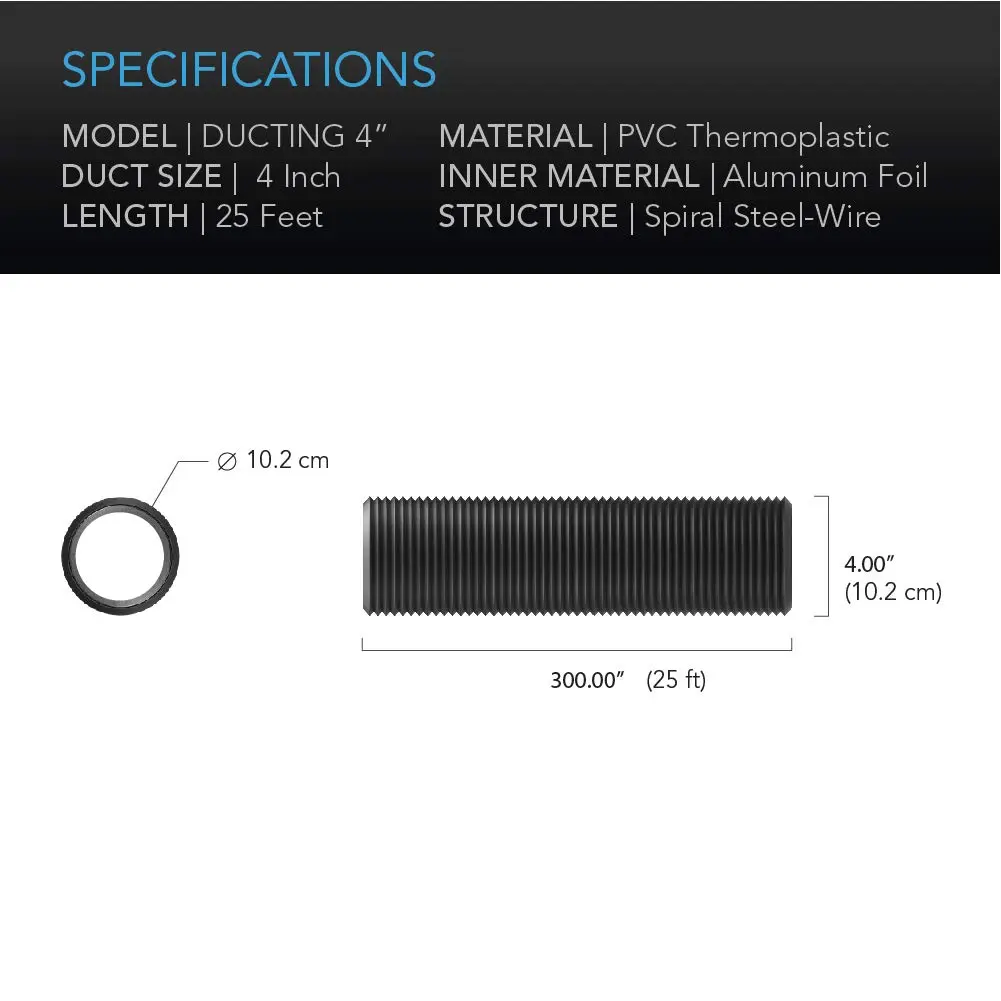 AC Infinity Flexible 4-Inch Aluminum Ducting 25 Feet | Durable, Leak-Resistant Ventilation Solution - view 5