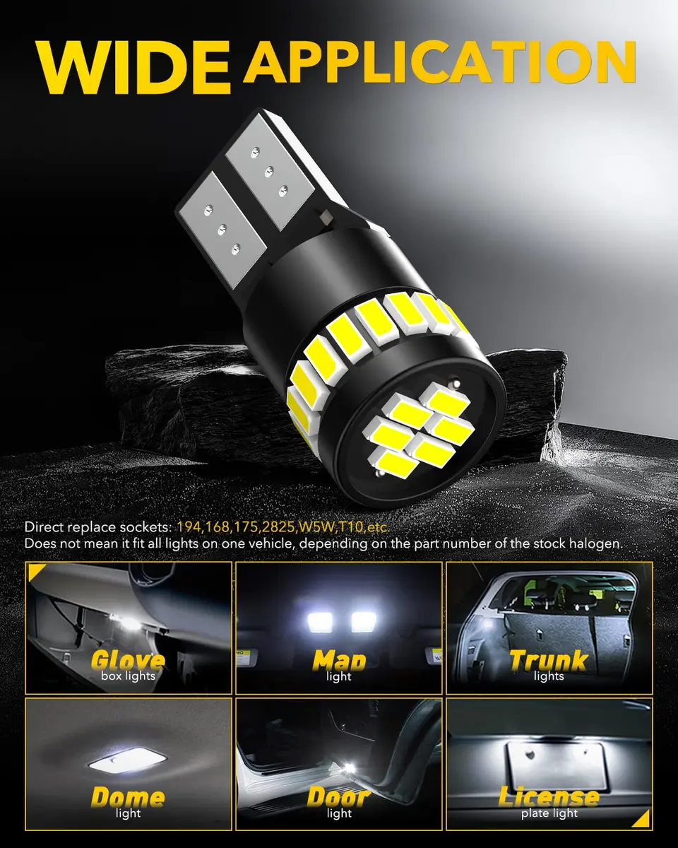 AUXITO 194 LED Bulb 6000K White 10-Pack | Error-Free Interior & Marker Lights - view 5