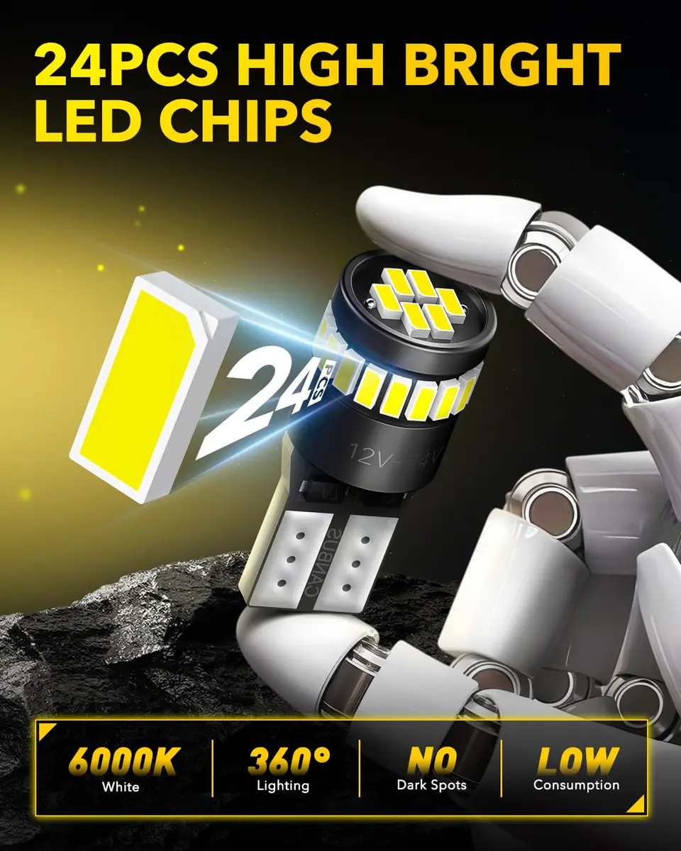 AUXITO 194 LED Bulb 6000K White 10-Pack | Error-Free Interior & Marker Lights - view 2