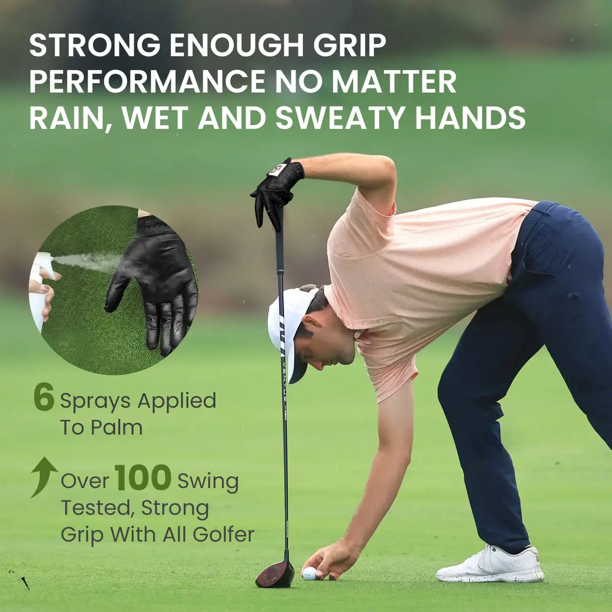 FINGER TEN All Weather Grip Golf Gloves Men 3 Pack (Black, X-Large, Left) | Wet & Dry Performance - view 5