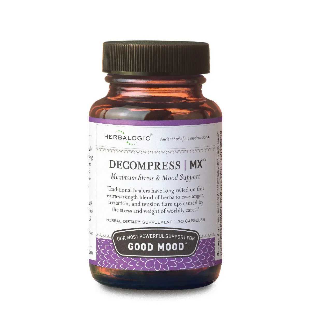 Herbalogic Decompress MX Herbal Capsules 30 Count | Stress & Mood Support Based on Xiao Yao San - main product image