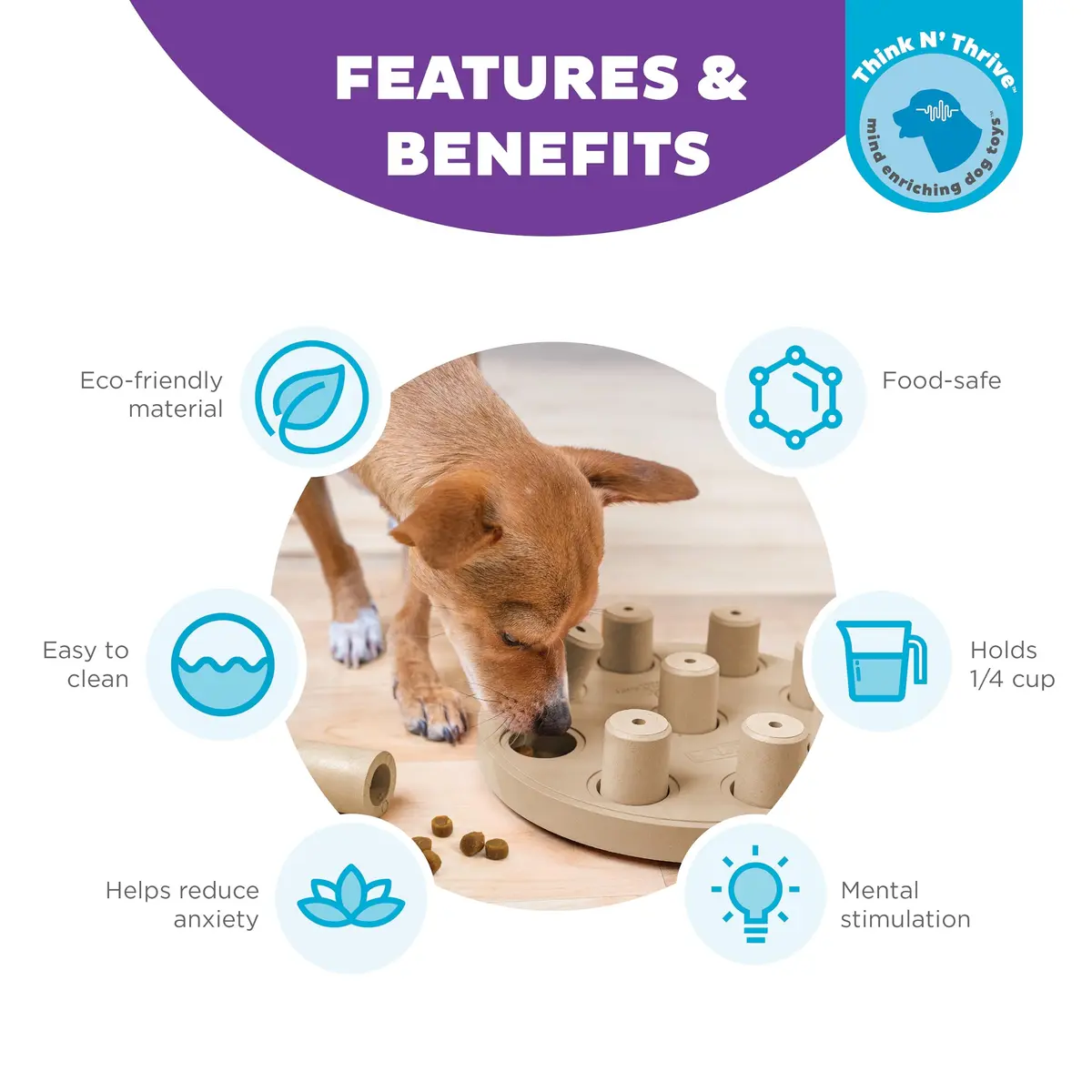 Outward Hound Dog Smart Treat Puzzle Level 1 Beginner Tan Composite | Mental Stimulation & Boredom Buster - view 2