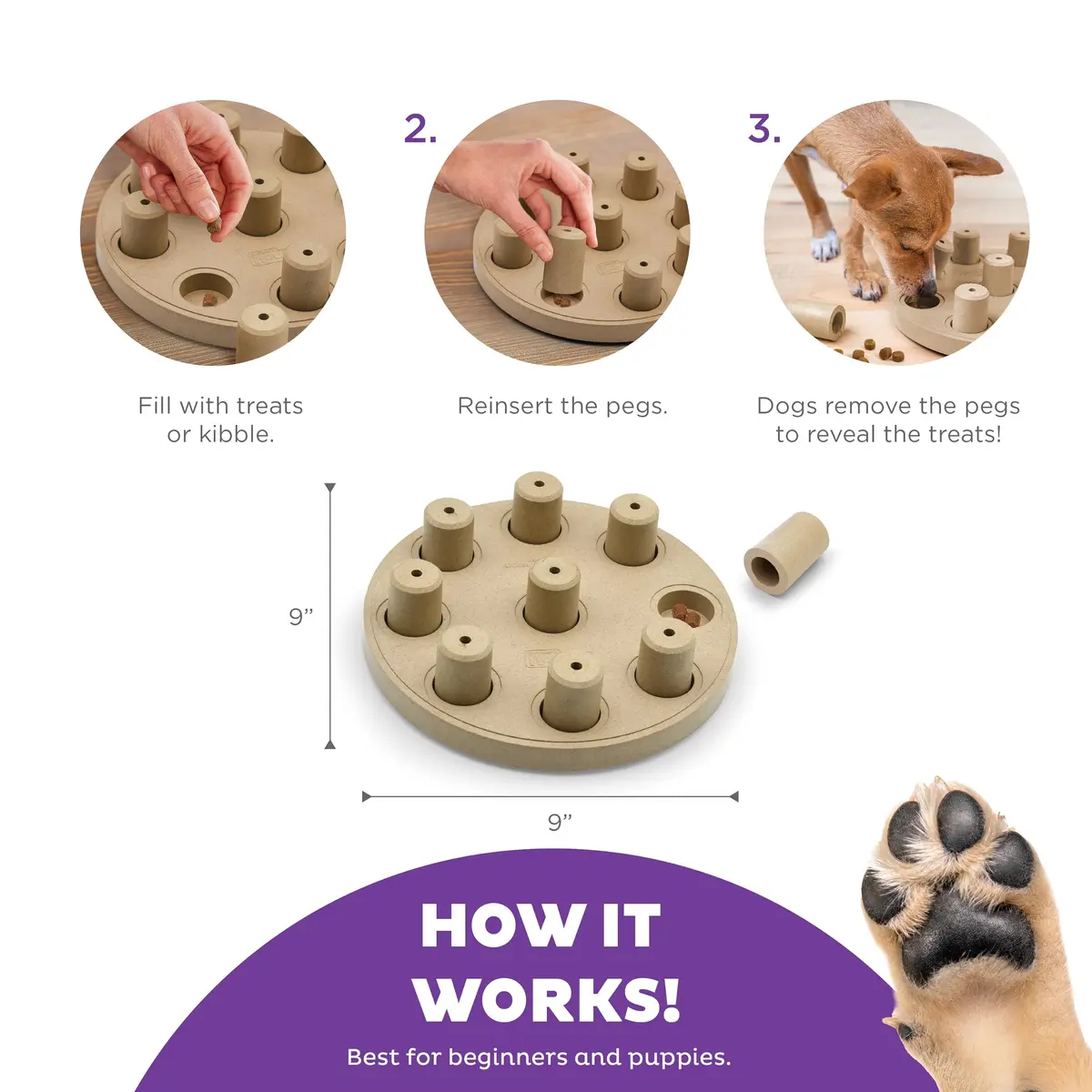 Outward Hound Dog Smart Treat Puzzle Level 1 Beginner Tan Composite | Mental Stimulation & Boredom Buster - view 3