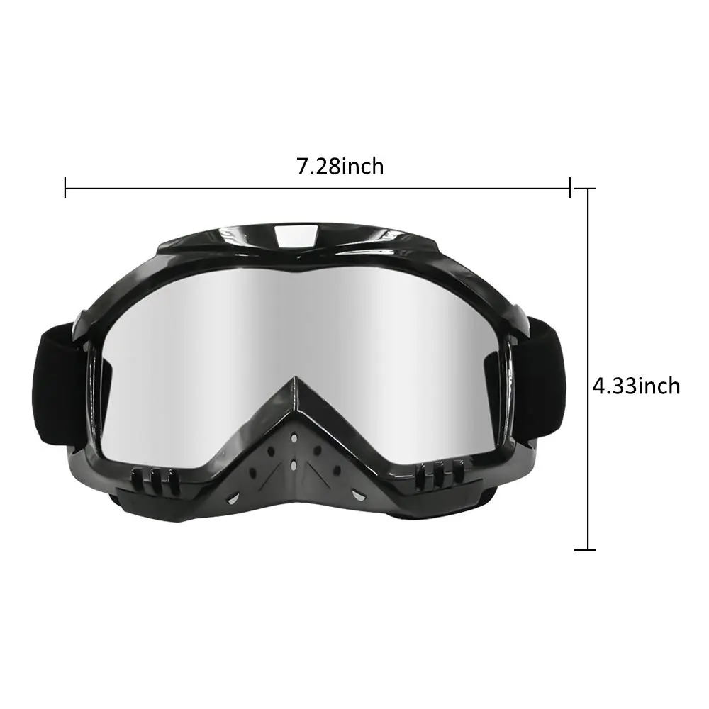 Dmeixs Silver Lens Motorcycle Motocross Goggles | Anti-Fog, UV Protection, Helmet Compatible - view 8