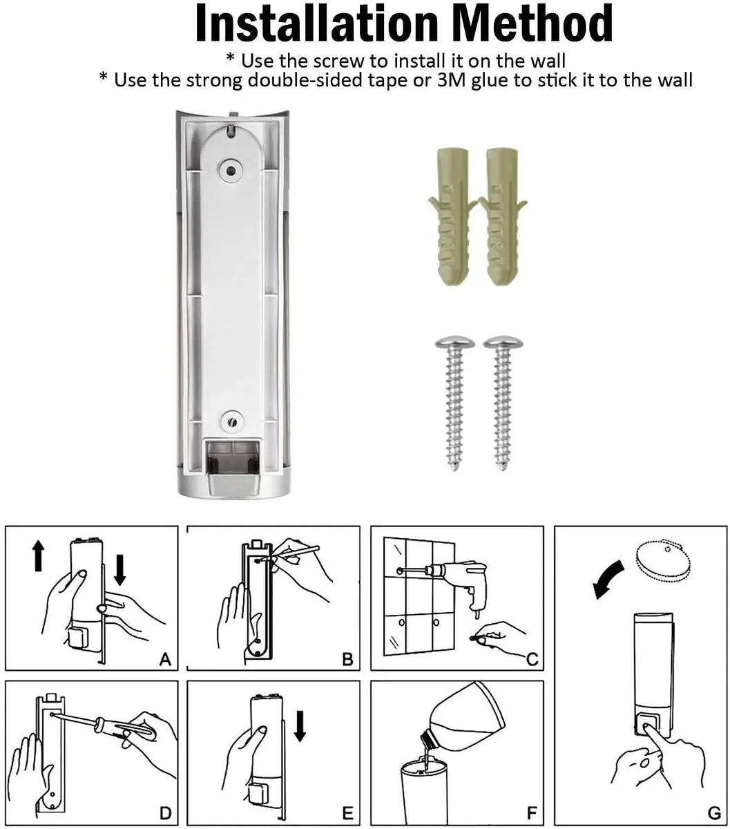 KITSCH Abs Plastic Liquid Soap Dispenser 400 Ml White Wall Mount | Durable & Maintenance-Free - view 7