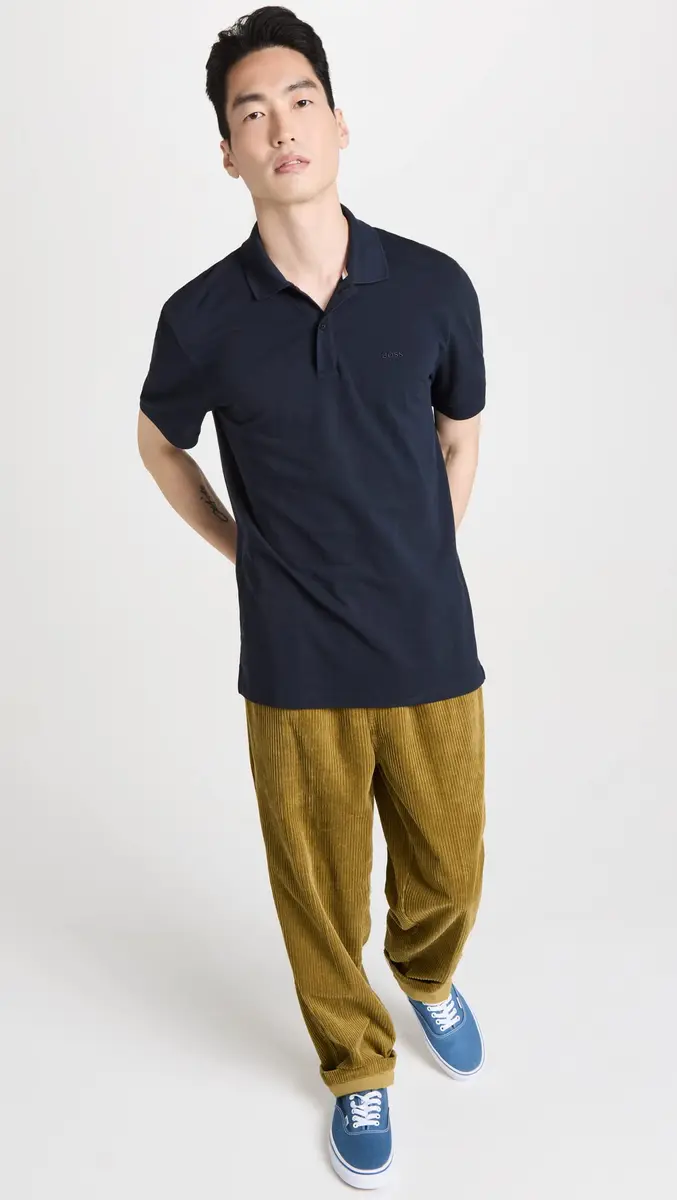 BOSS Pallas Polo Shirt, Dark Blue, XXL | Classic Regular Fit, Cotton, Short Sleeve - view 5