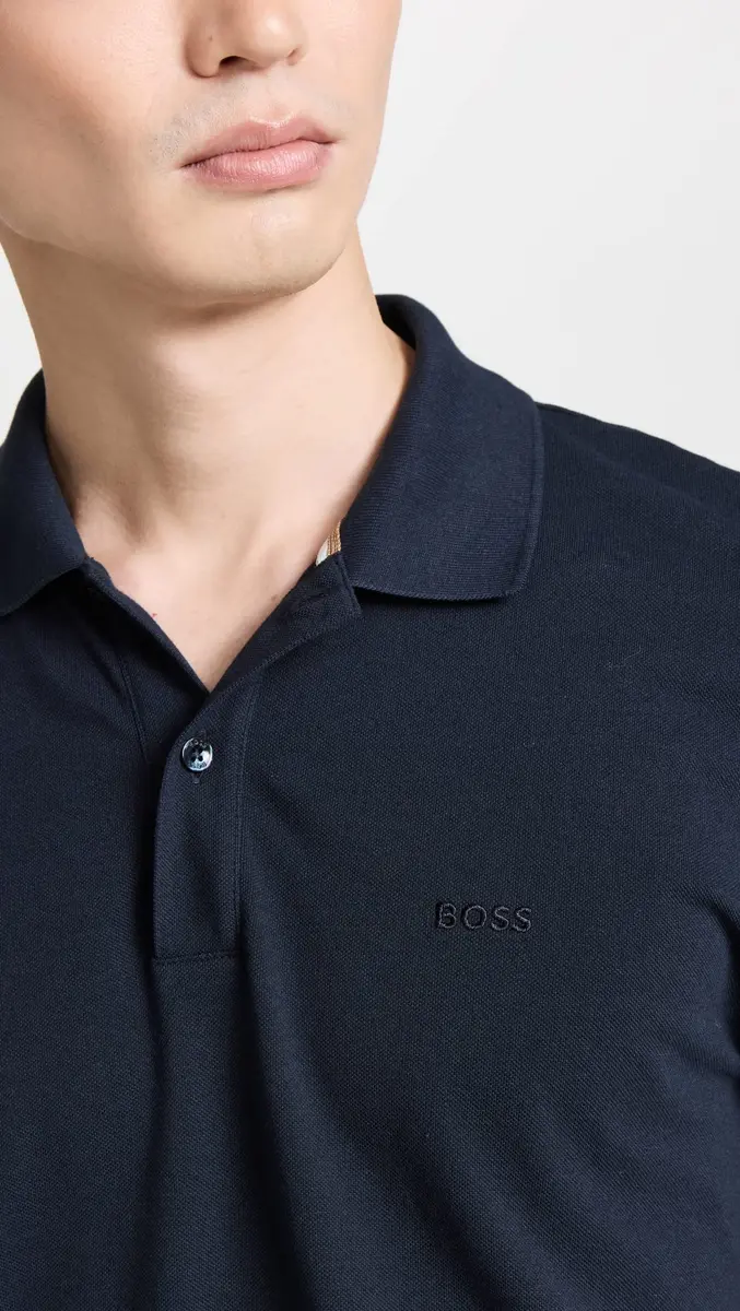 BOSS Pallas Polo Shirt, Dark Blue, XXL | Classic Regular Fit, Cotton, Short Sleeve - view 6