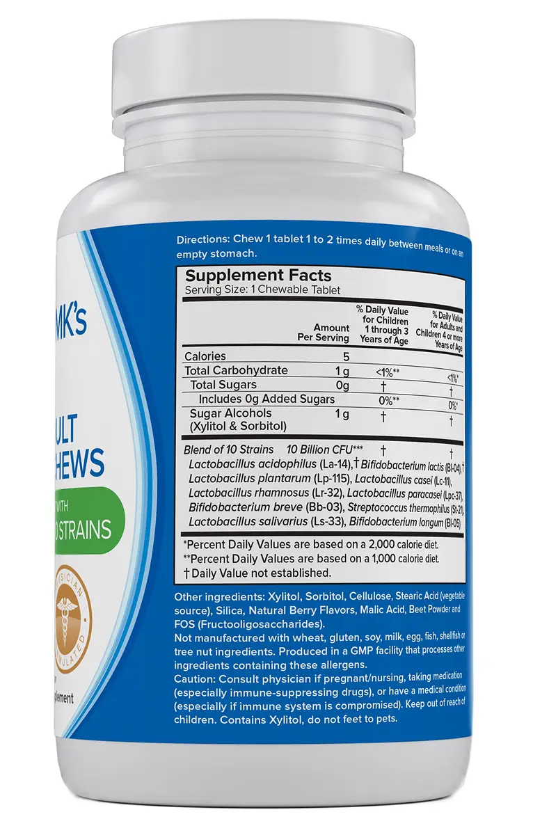 doctor MK's NATURAL Teen/Adult Probiotics Chewable 50 Count | Sugar Free Wild Berry Flavor for Gut & Immunity - view 2