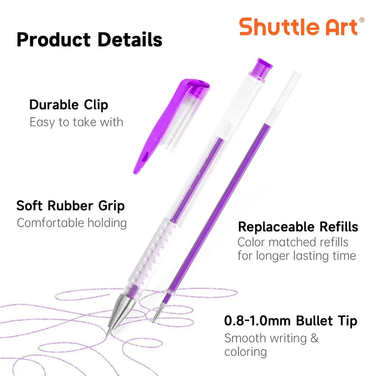 Shuttle Art Gel Pens Set, 130 Colors with 130 Refills | Smooth, Non-Toxic Art Supplies for Adults & Kids - view 4