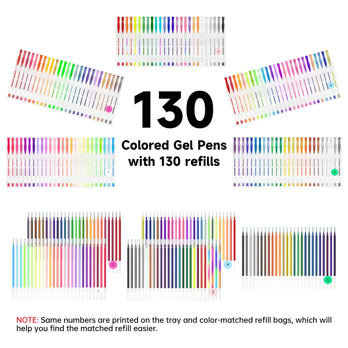 Shuttle Art Gel Pens Set, 130 Colors with 130 Refills | Smooth, Non-Toxic Art Supplies for Adults & Kids - view 2