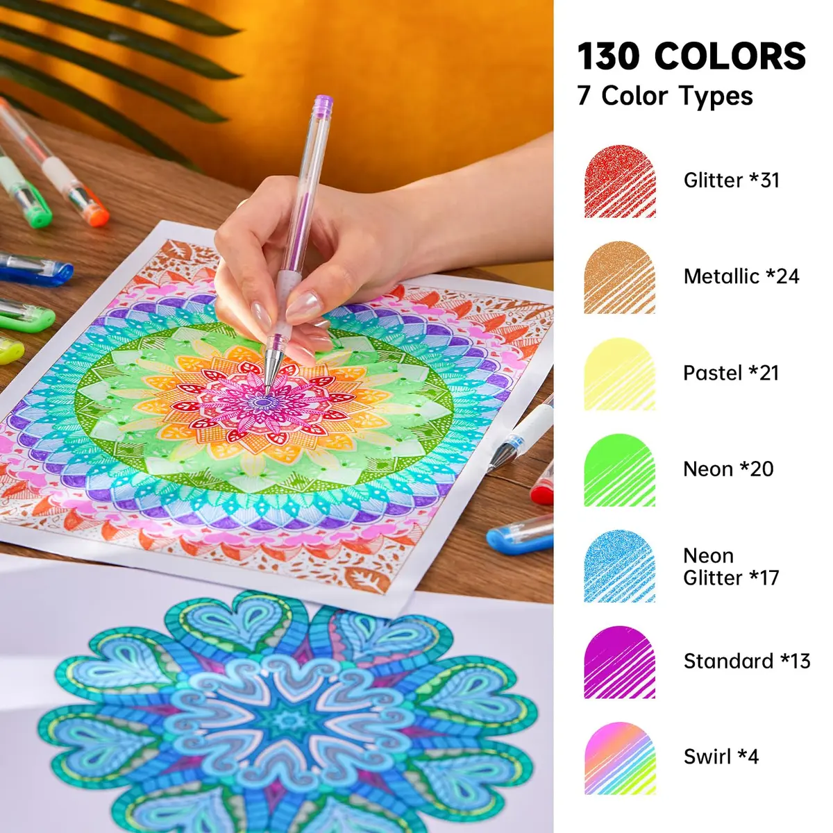 Shuttle Art Gel Pens Set, 130 Colors with 130 Refills | Smooth, Non-Toxic Art Supplies for Adults & Kids - view 3
