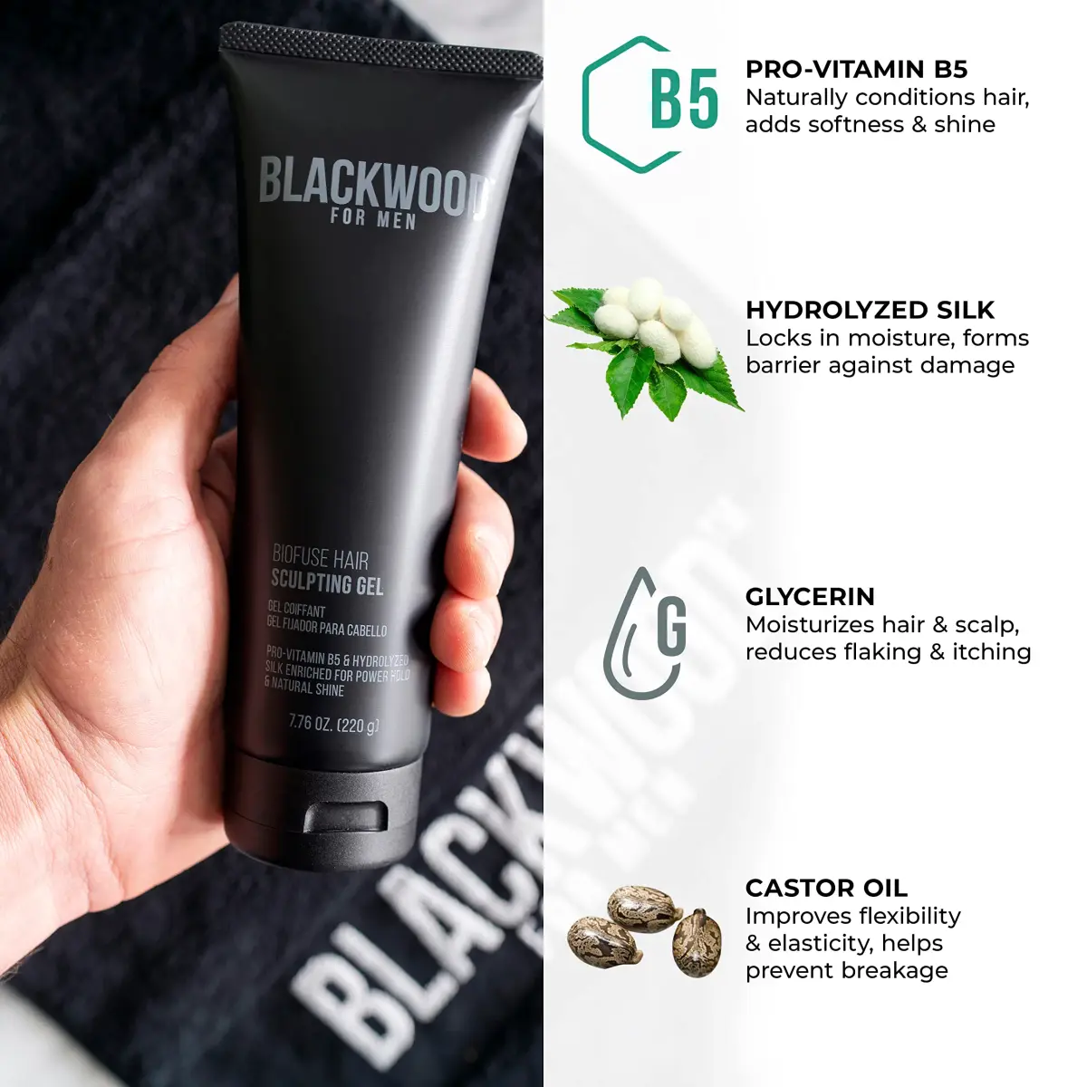 Blackwood For Men BioFuse Hair Sculpting Gel 220ml (7.76 Oz) | Medium Hold, Vegan Formula - view 4