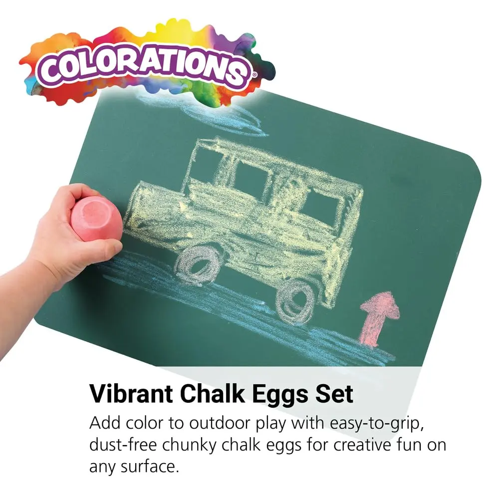 Colorations Chunky Chalk Eggs, Set of 18, 2 1/8 x 1 1/2 inches | Non-Toxic Sidewalk Chalk for Kids - view 2