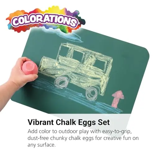 Colorations Chunky Chalk Eggs, Set of 18, 2 1/8 x 1 1/2 inches | Non-Toxic Sidewalk Chalk for Kids - view 2