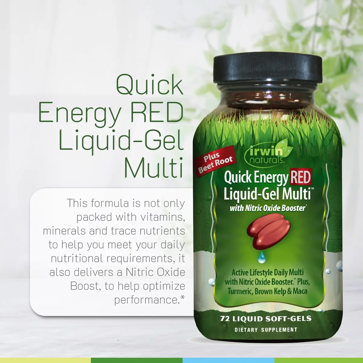Irwin Naturals Quick Energy RED Active Lifestyle Multivitamin | Nitric Oxide Support & Botanicals - view 5
