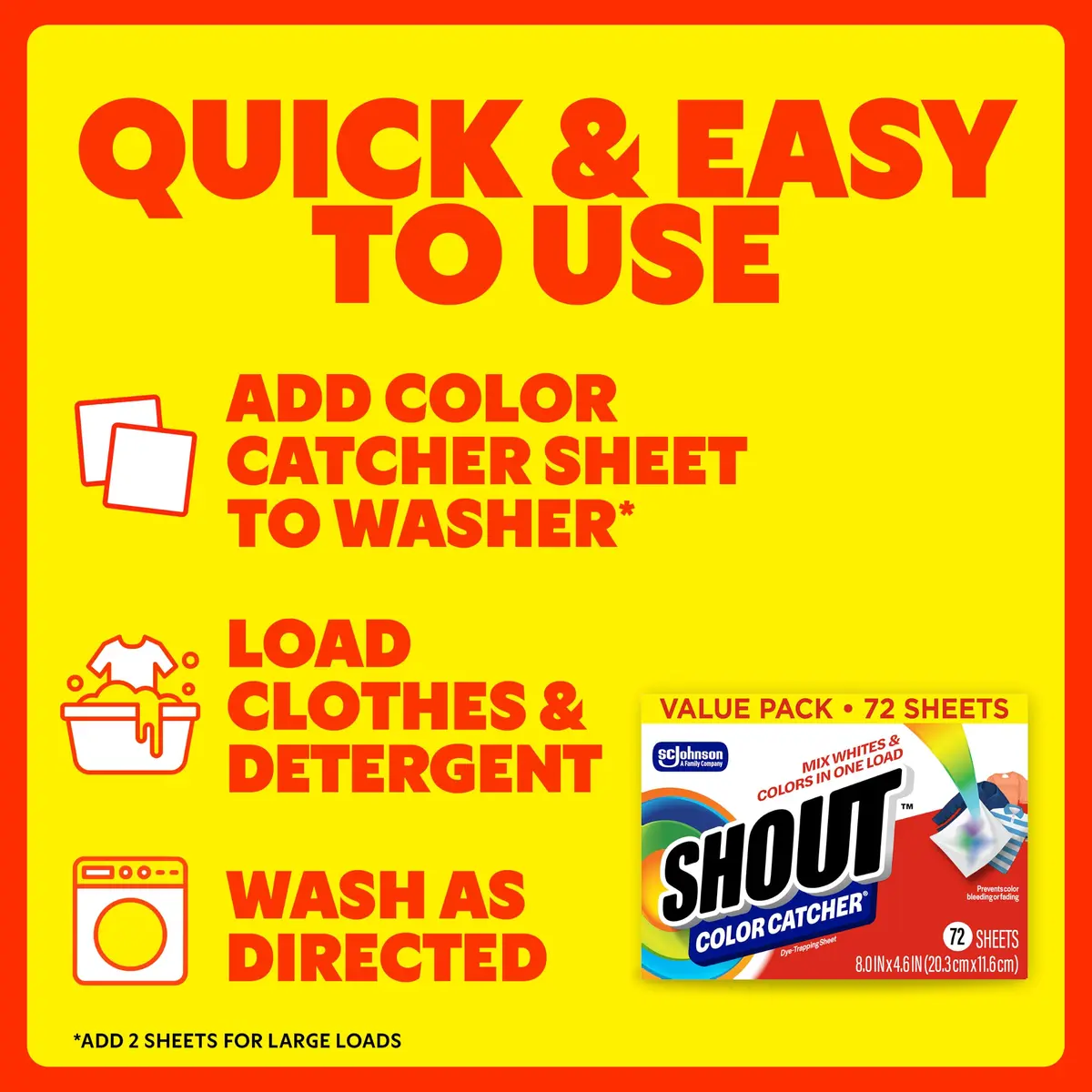 SHOUT Color Catchers Laundry Sheets 144 Count (72 Sheets x 2 Packs) | Prevents Color Runs & Maintains Original Clothing - view 6